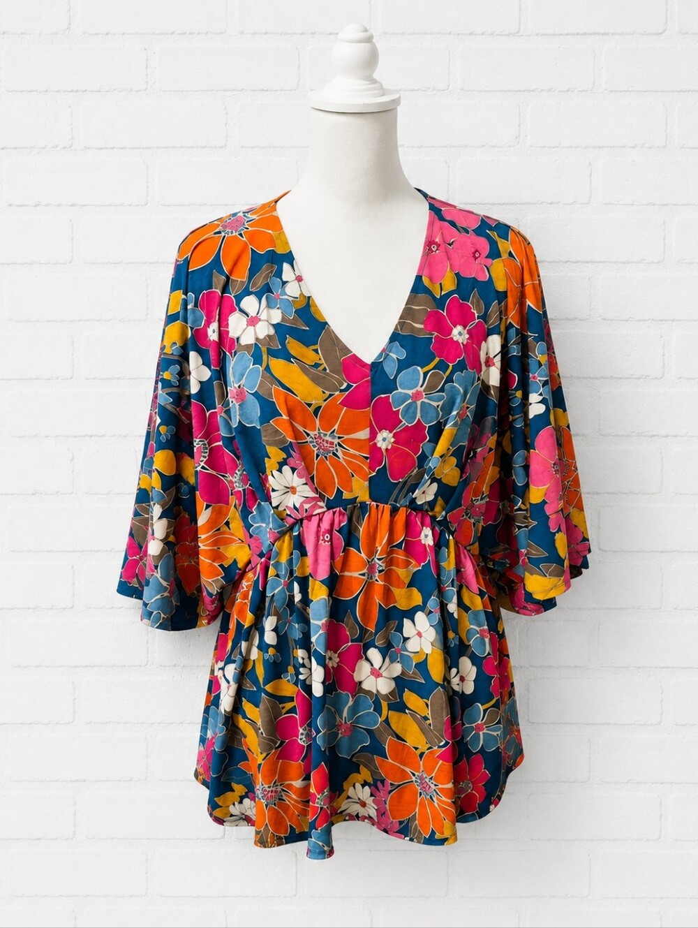 Colorful Floral V-Neck Blouse